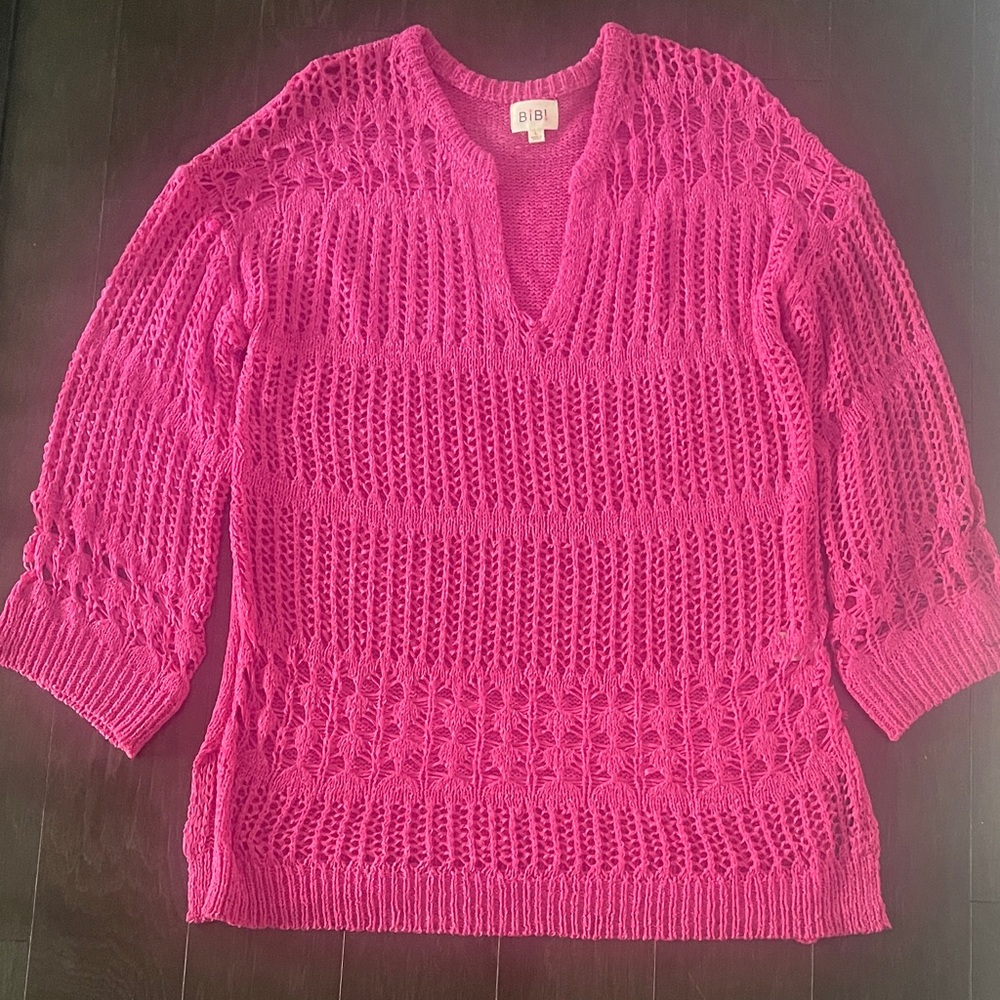 BiBi Women's Vibrant Pink V-Neck Sweater